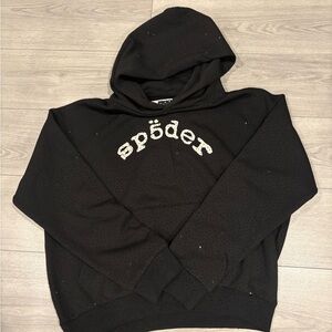 Sp5der Black Blinged Out Men's Hoodie